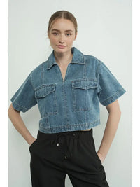 Aaron Cropped Denim Top