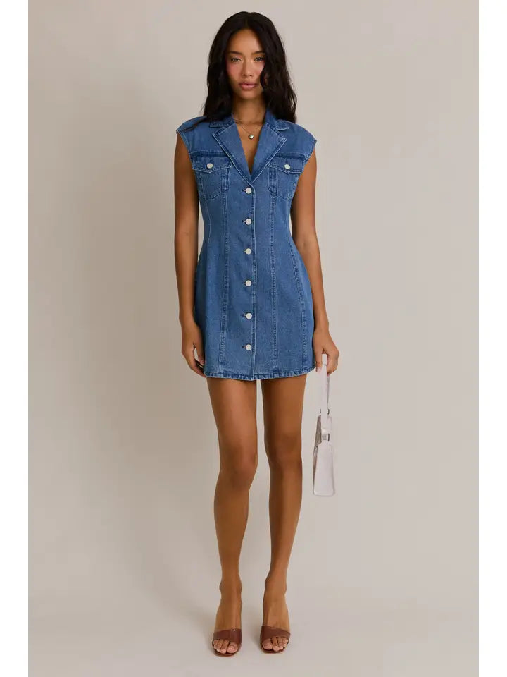 Denim Collared Mini Dress
