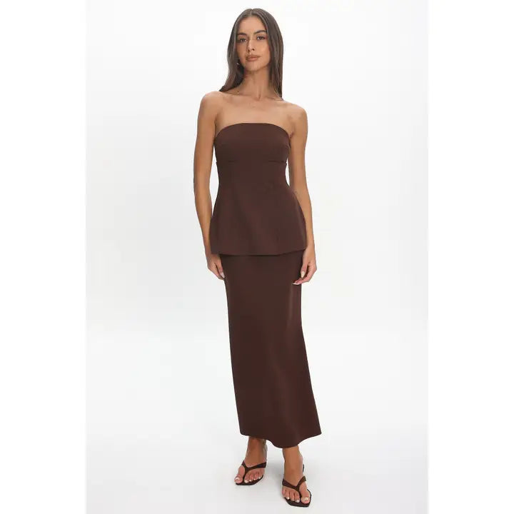 Choclate Peplum Dress