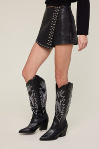 Studded Leather Skort (black)