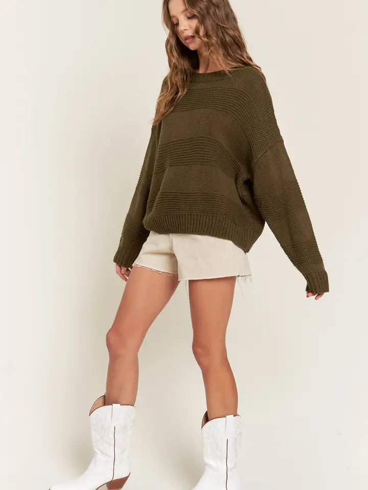 Olive Ribbed Sweater