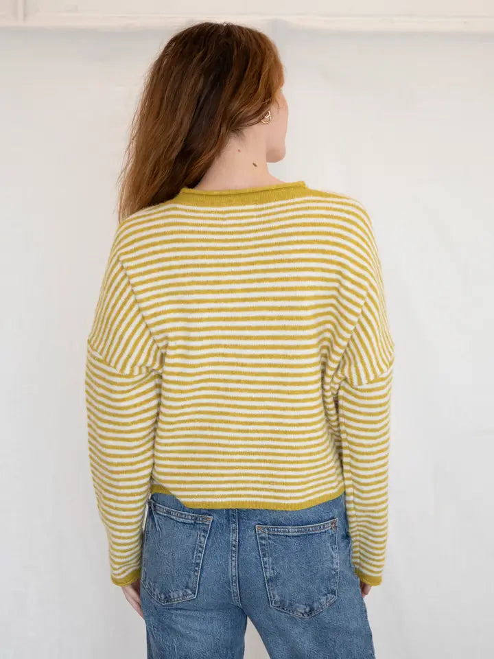 The Piper Cardigan (dijon mini stripe)
