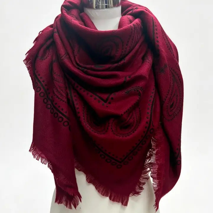 Paisley Scarf (bordeaux-blk) - GEORGE-MARY'S