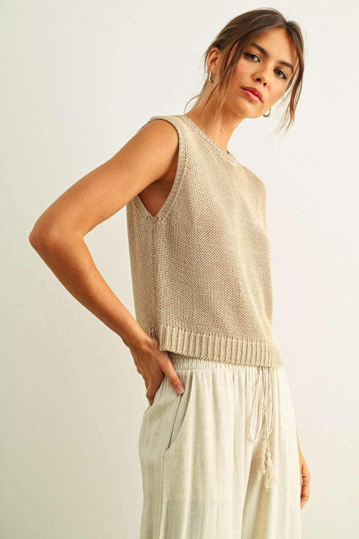 Boxy Cropped Tank (stone) - GEORGE-MARY'S