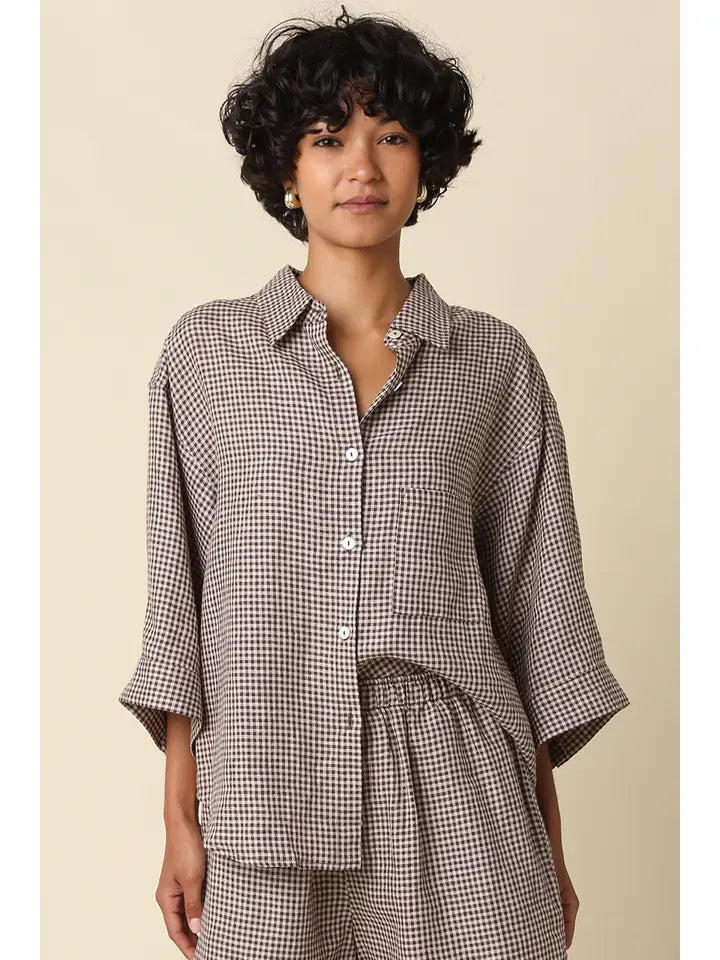Gabi Gingham Linen Shirt