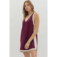 PREORDER Contrast Trim Dress (maroon)