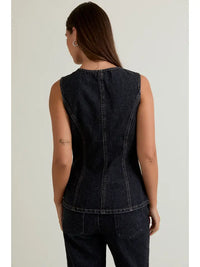 Late Nights Black Denim Vest