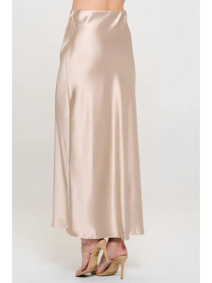 Satin Maxi Skirt (beige)