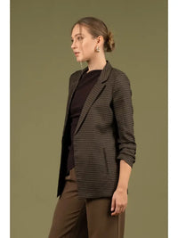 Notched Plaid Blazer
