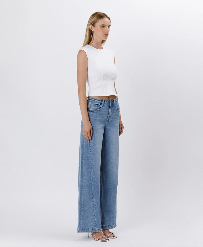 High Rise Twisted Seam Palazzo Jeans