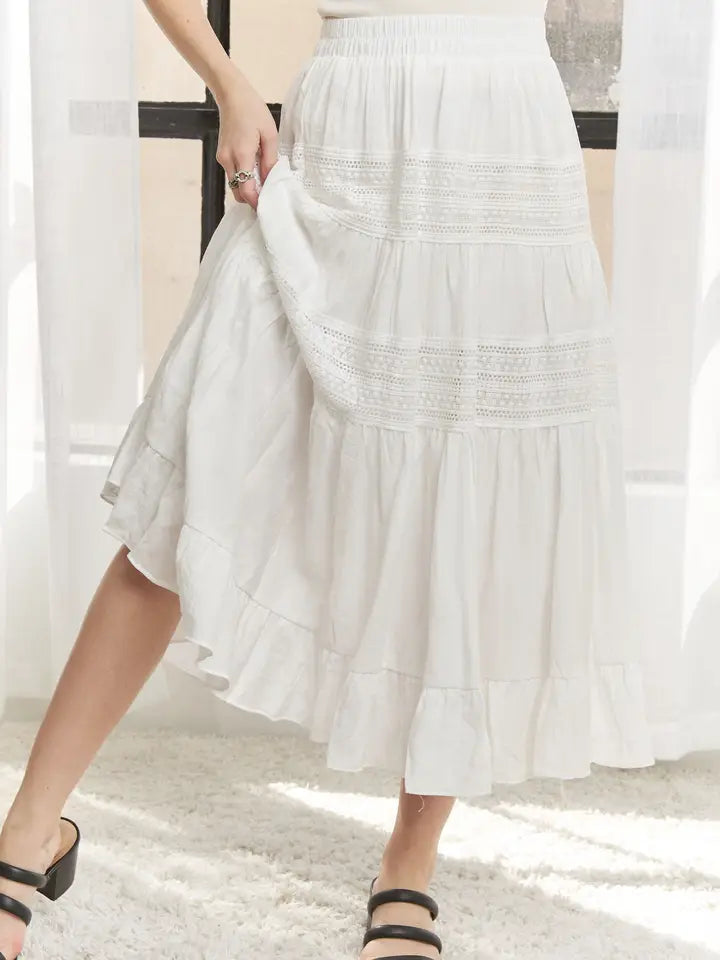 Lofton Lace Ruffle Maxi Skirt