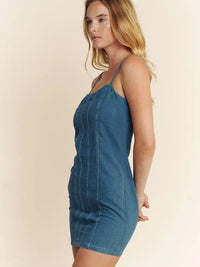 Denim Seamed Mini Dress