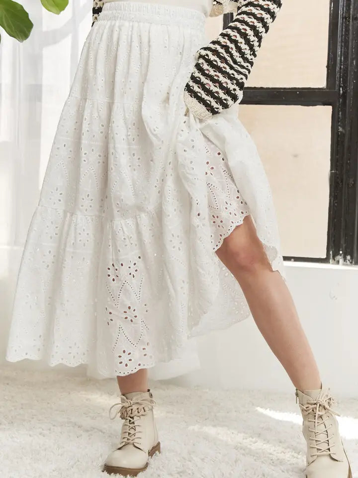 Eyelet Maxi Skirt (white)