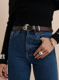 Pebble Dome Buckle Belt in Brown - GEORGE-MARY'S