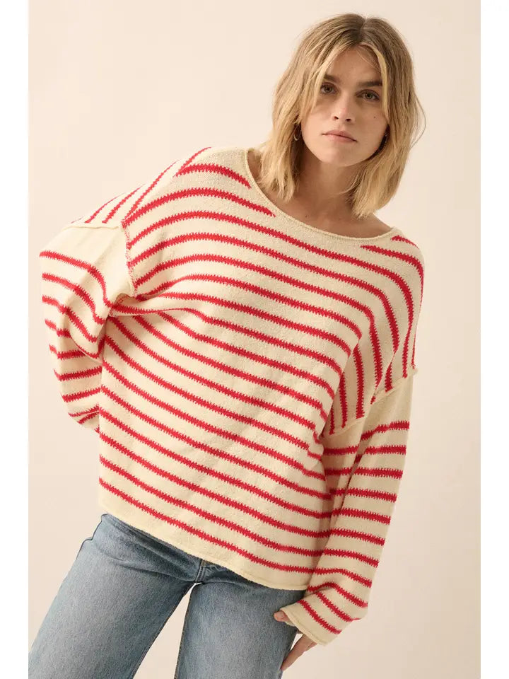 Prentiss Striped Sweater (cream/red) - GEORGE-MARY'S