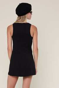 Boatneck Mini Dress (black)