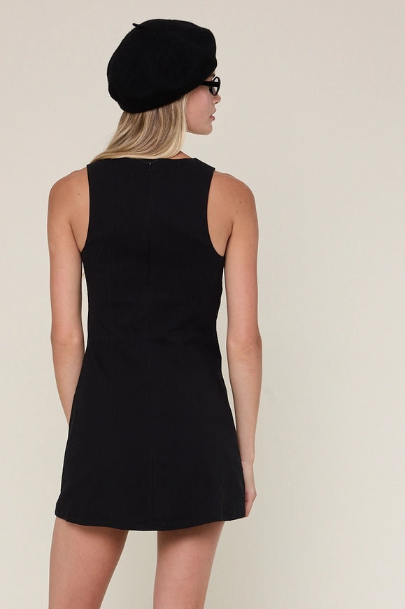 Boatneck Mini Dress (black)