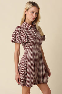 Owen Gingham Dress (maroon)