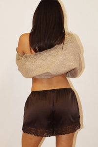 Lace Satin Shorts (chocolate)