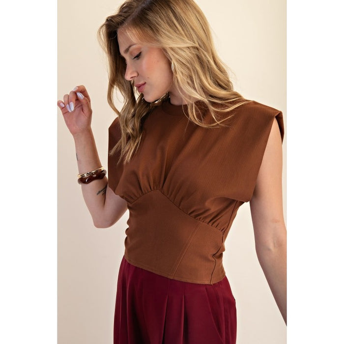 Mary Gathered Knit Top (camel)