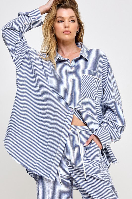 Oversized Striped Lounge Shirt