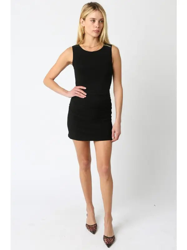 Emilie Boatneck Mini Dress (black)
