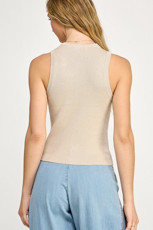 Sophia Soft Button Up Sweater Tank