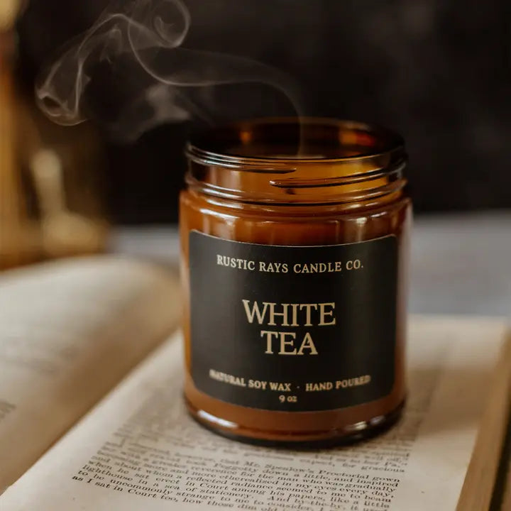 White Tea Soy Candle - Amber Jar - 9 oz