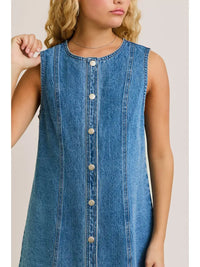 Denim Button Shift Dress