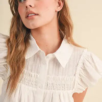 Ruffled Trim Blouse (white)
