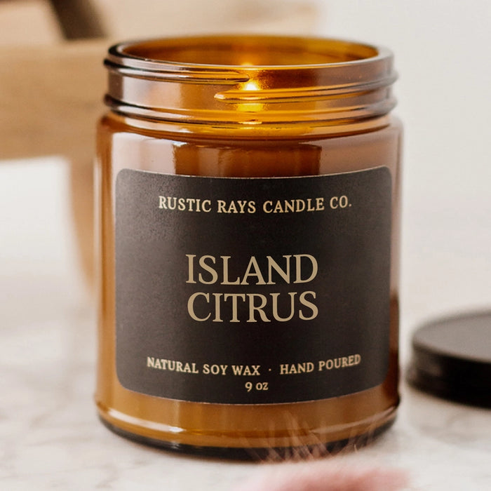 Island Citrus Soy Candle - Amber Jar - 9 oz