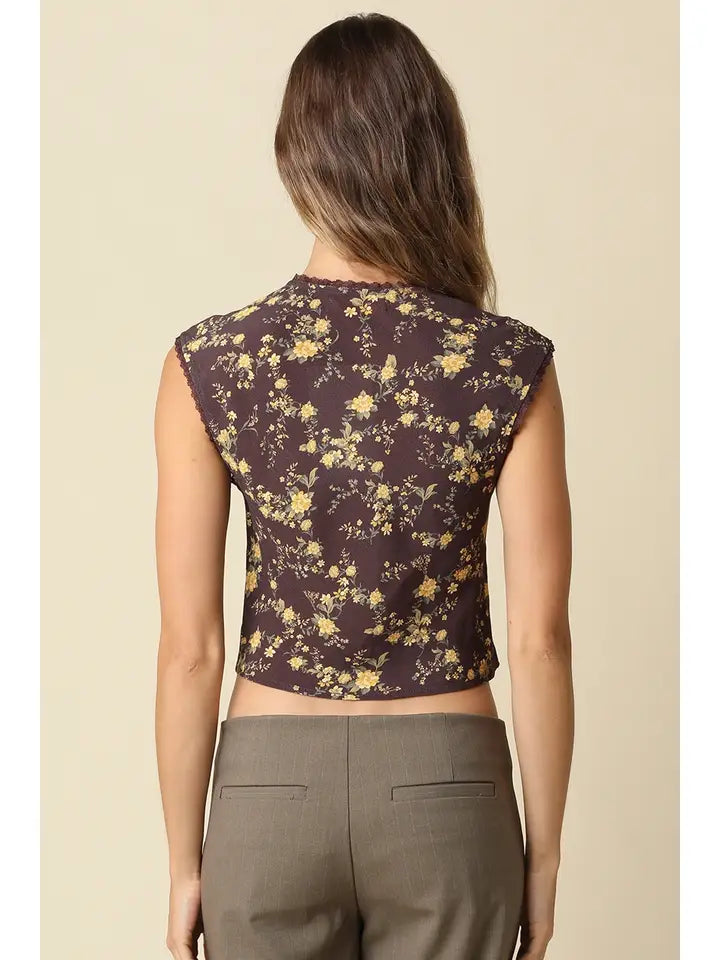 Ames Brown Floral Tank