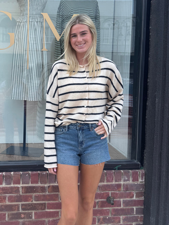 Piper Cardigan (natural/navy) - GEORGE-MARY'S