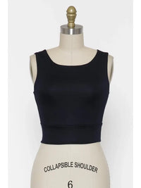 Double Layered High Neck Crop Top (black)