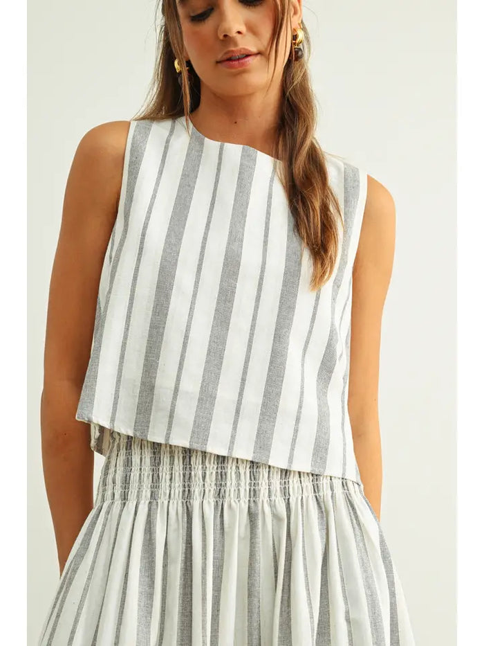 Striped Linen Coastal Top - GEORGE-MARY'S