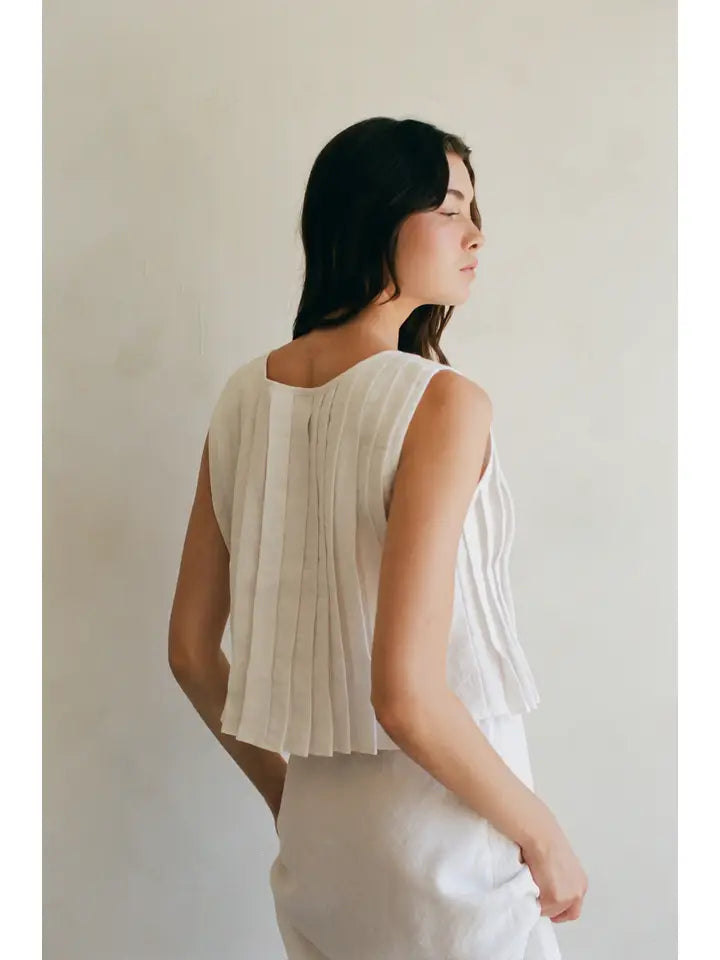 The Charlotte Pintuck Pleat Top (ivory) - GEORGE-MARY'S