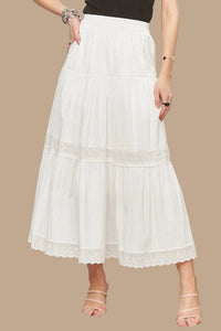 Lorraina Lace Trim Skirt (white)