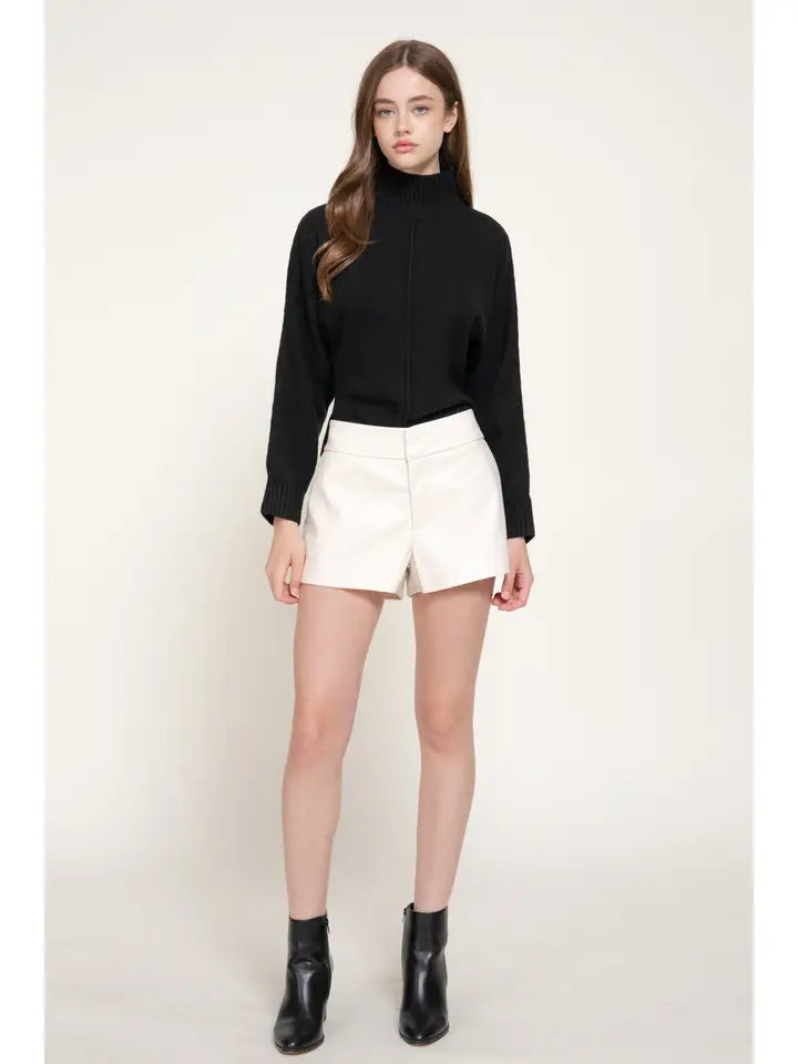 Faux Leather Shorts (ivory)