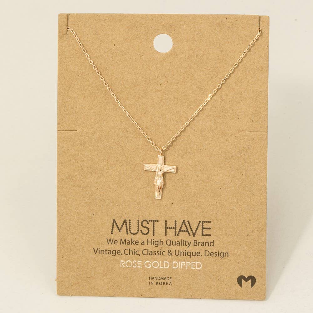 Gold Dipped Crucifix Cross Pendant Necklace - GEORGE-MARY'S