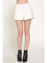Faux Leather Shorts (ivory)