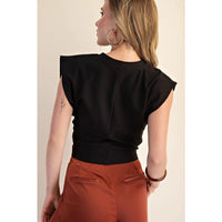 Mary Gathered Knit Top (black)