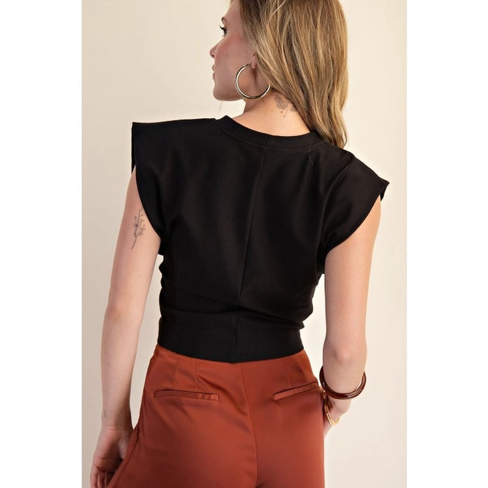Mary Gathered Knit Top (black)