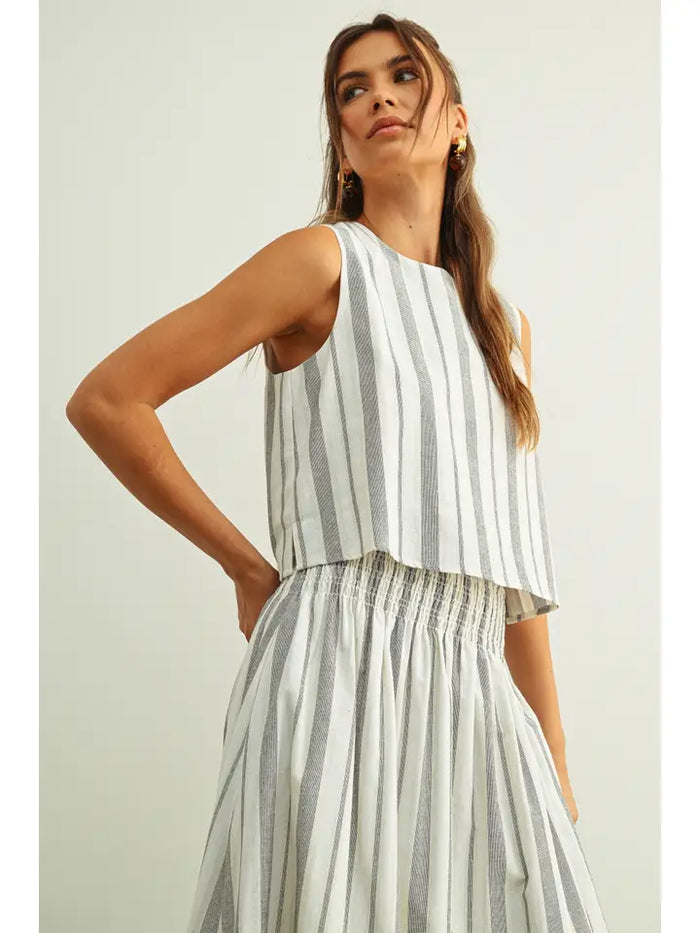 Striped Linen Coastal Top - GEORGE-MARY'S
