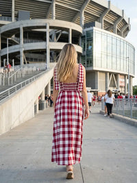Checkered Maxi Dress (maroon) - GEORGE-MARY'S