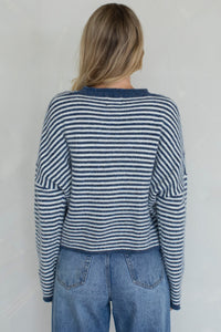 PREORDER The Piper Cardigan (denim stripe)