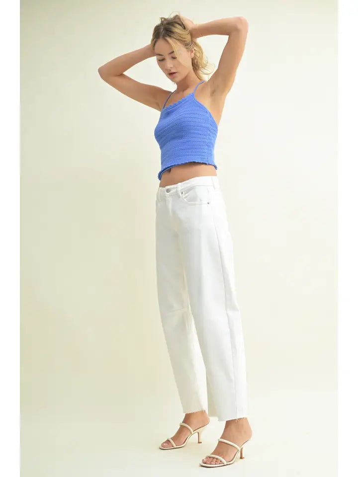 Mid-Rise Barrel Jeans (white)