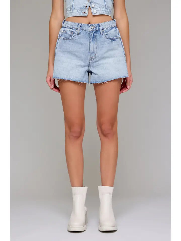 Boyfriend Side Seam Denim Shorts