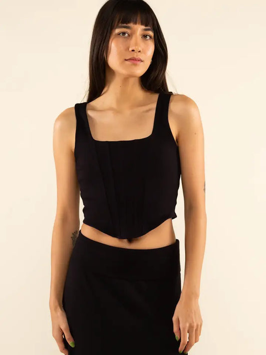 Square Neck Corset Top (black)