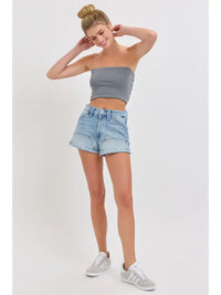 High Rise A-Line Patch Shorts