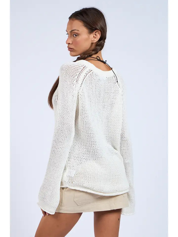 Solid Boatneck Sweater Top